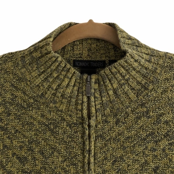 Nomadic Traders Sweater Zip Front MockNeck Green XL - Picture 2 of 9